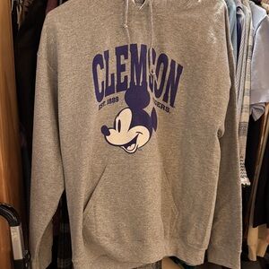 Clemson Gray Hoodie with Mickey Mouse Design